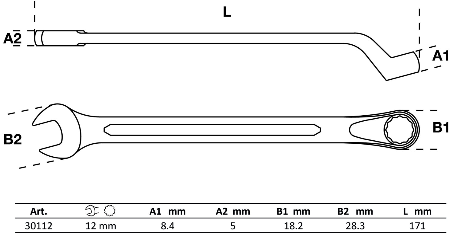 BGS 30112 Ringmaulschlüssel gekröpft SW 12mm metrisch kalt geschmiedet