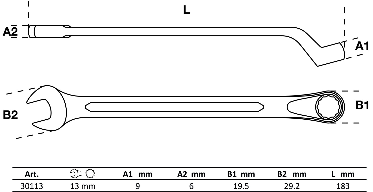 BGS 30113 Ringmaulschlüssel gekröpft SW 13mm metrisch kalt geschmiedet