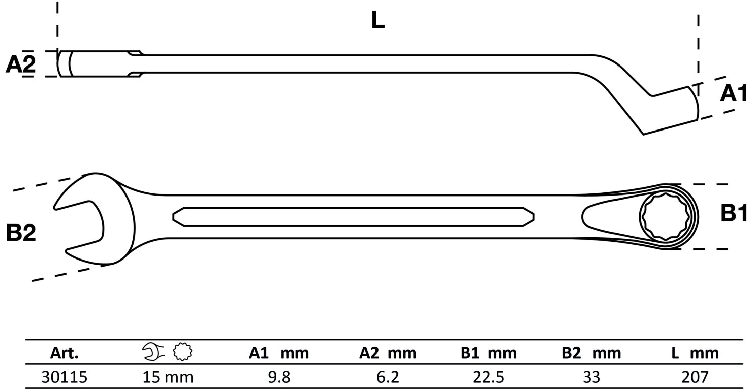 BGS 30115 Ringmaulschlüssel gekröpft SW 15mm metrisch kalt geschmiedet