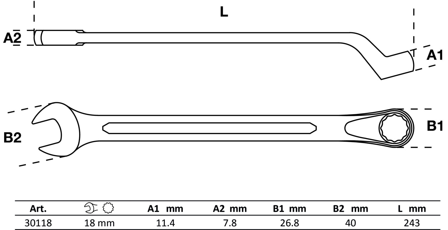 BGS 30118 Ringmaulschlüssel gekröpft SW 18mm metrisch kalt geschmiedet
