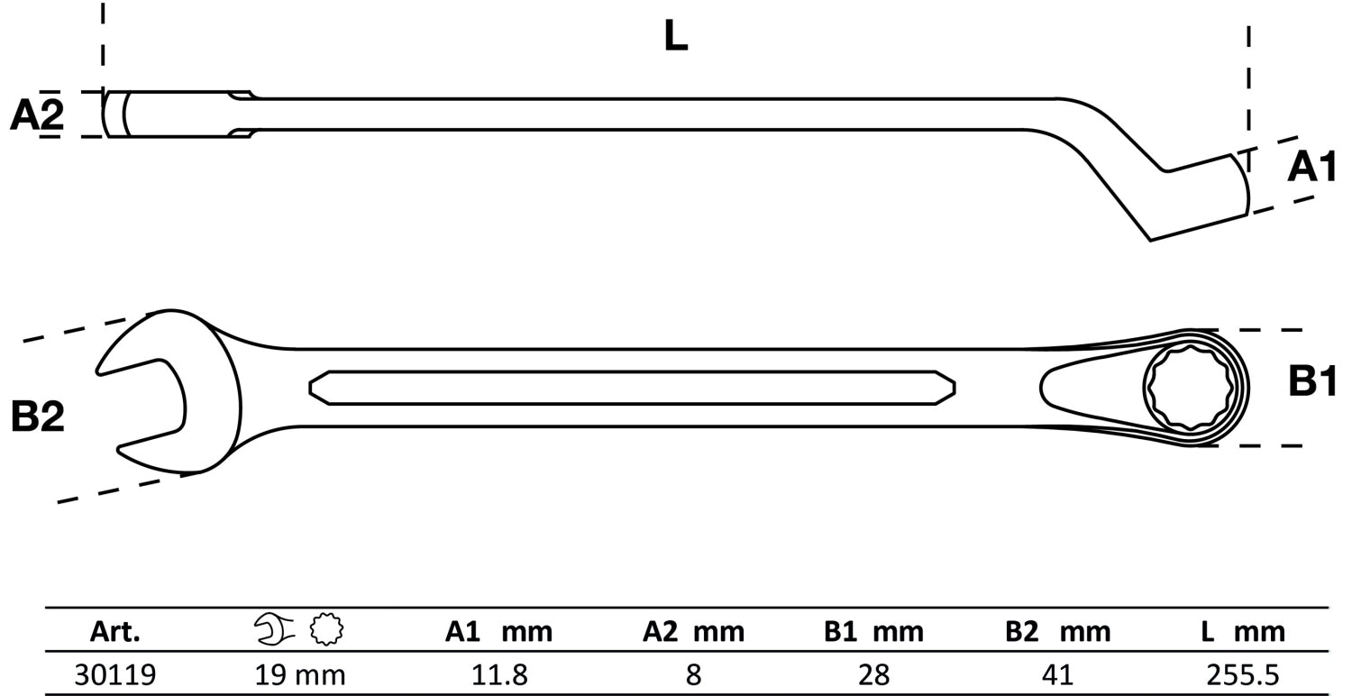 BGS 30119 Ringmaulschlüssel gekröpft SW 19mm metrisch kalt geschmiedet