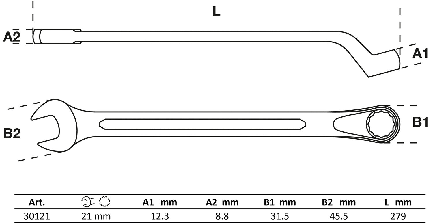 BGS 30121 Ringmaulschlüssel gekröpft SW 21mm metrisch kalt geschmiedet