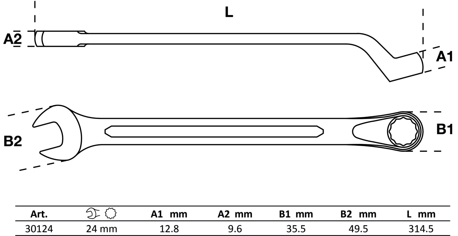 BGS 30124 Ringmaulschlüssel gekröpft SW 24mm metrisch kalt geschmiedet