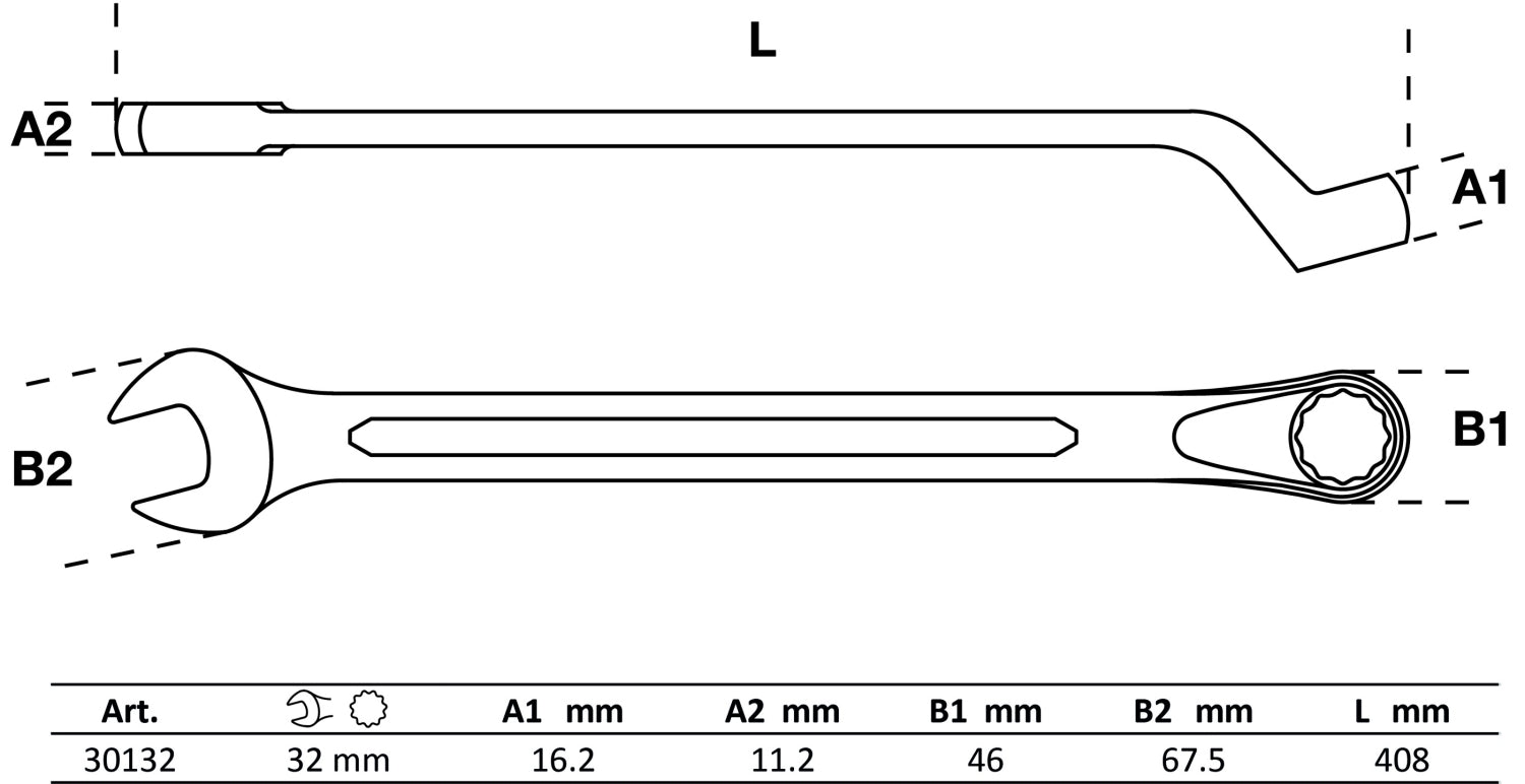 BGS 30132 Ringmaulschlüssel gekröpft SW 32mm metrisch kalt geschmiedet