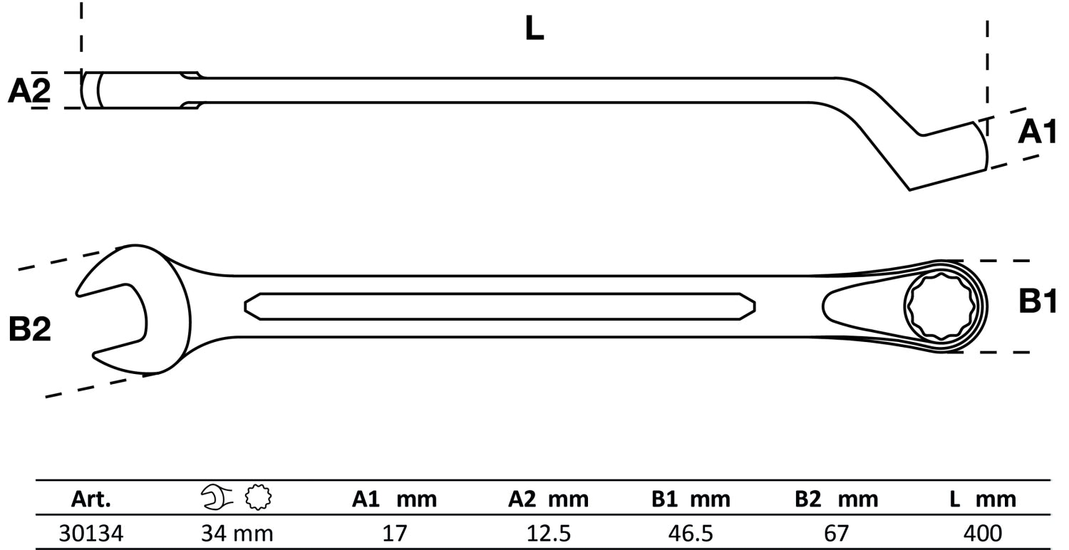 BGS 30134 Ringmaulschlüssel gekröpft SW 34mm metrisch kalt geschmiedet