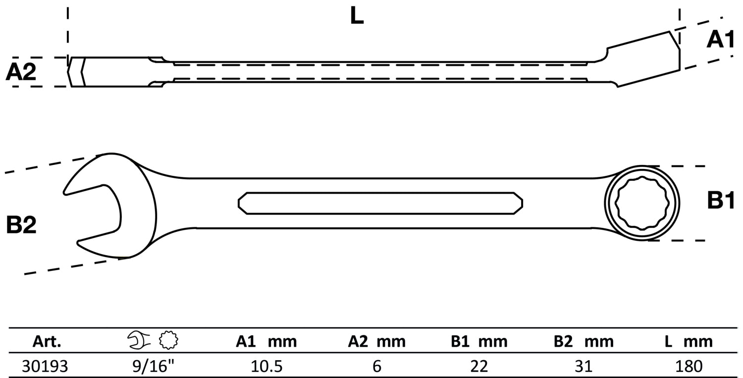 BGS 30193 ZOLL Ringmaulschlüssel SW 9/16" warm geschmiedet