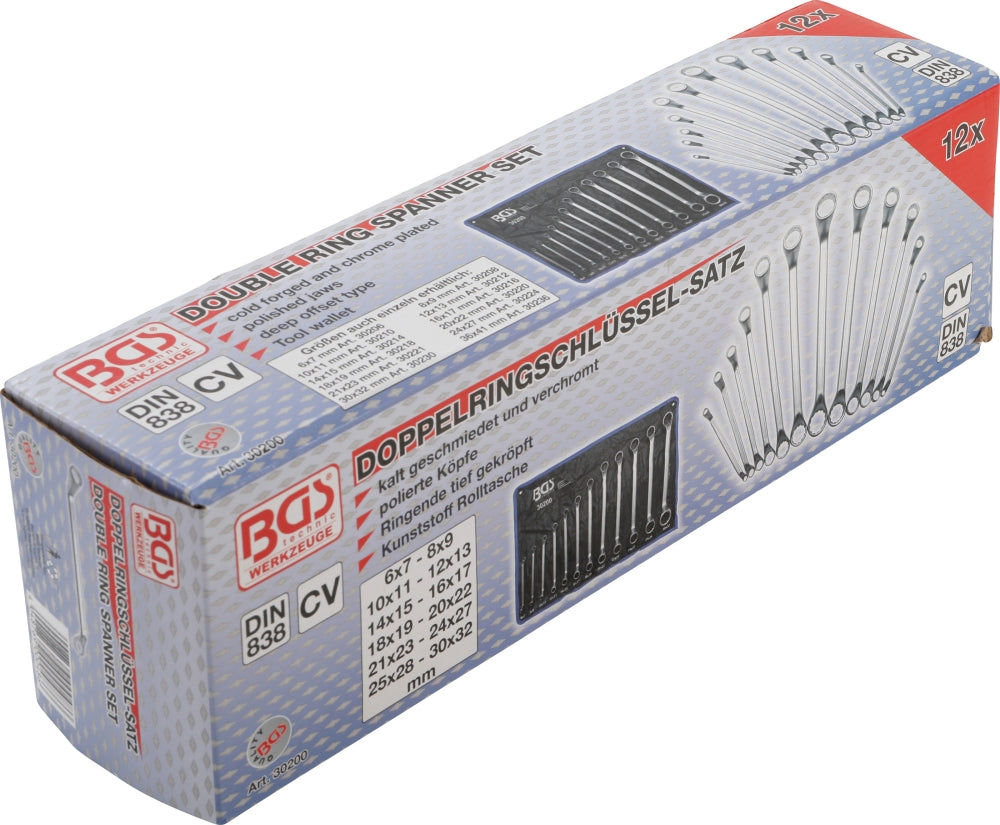 BGS 30200 Satz Doppelringschlüssel gekröpft SW 6 - 32mm metrisch 12 teilig kalt geschmiedet