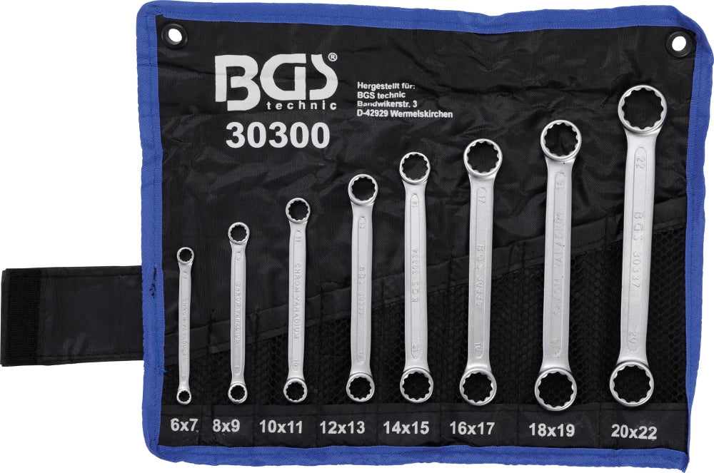 BGS 30300 Satz Doppelringschlüssel extra flach SW 6 - 22mm metrisch 8 teilig kalt geschmiedet