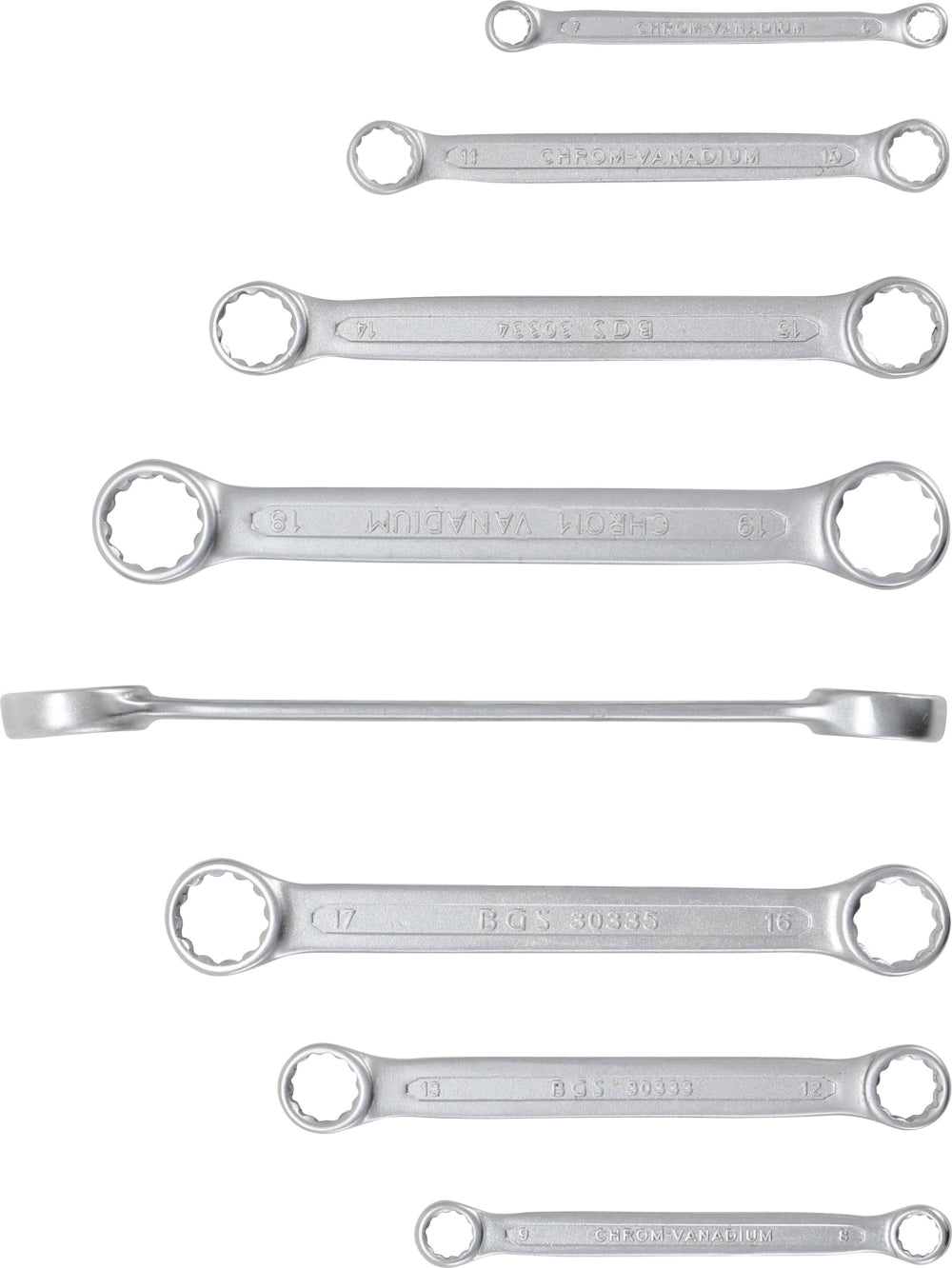 BGS 30300 Satz Doppelringschlüssel extra flach SW 6 - 22mm metrisch 8 teilig kalt geschmiedet