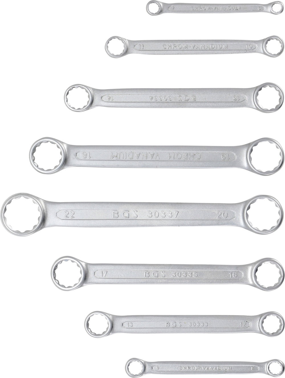 BGS 30300 Satz Doppelringschlüssel extra flach SW 6 - 22mm metrisch 8 teilig kalt geschmiedet