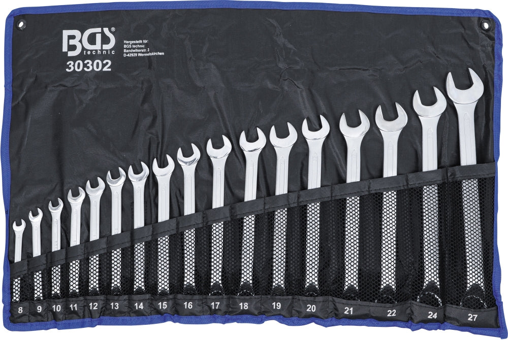 BGS 30302 Satz Ringmaulschlüssel gekröpft SW 8 - 27mm metrisch 17 teilig