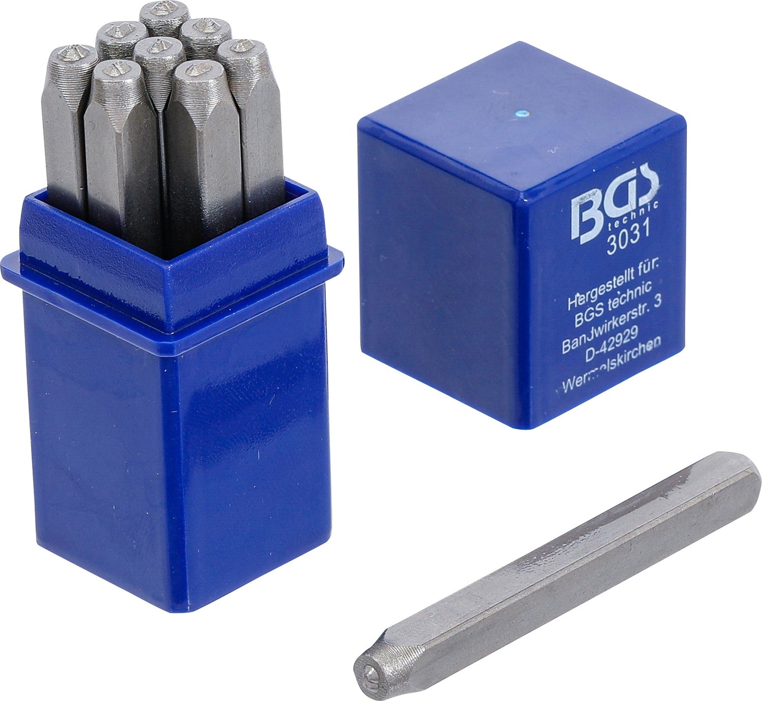 BGS 3031 Einschlagzahlen Höhe 2mm im Kästchen aus Kunststoff