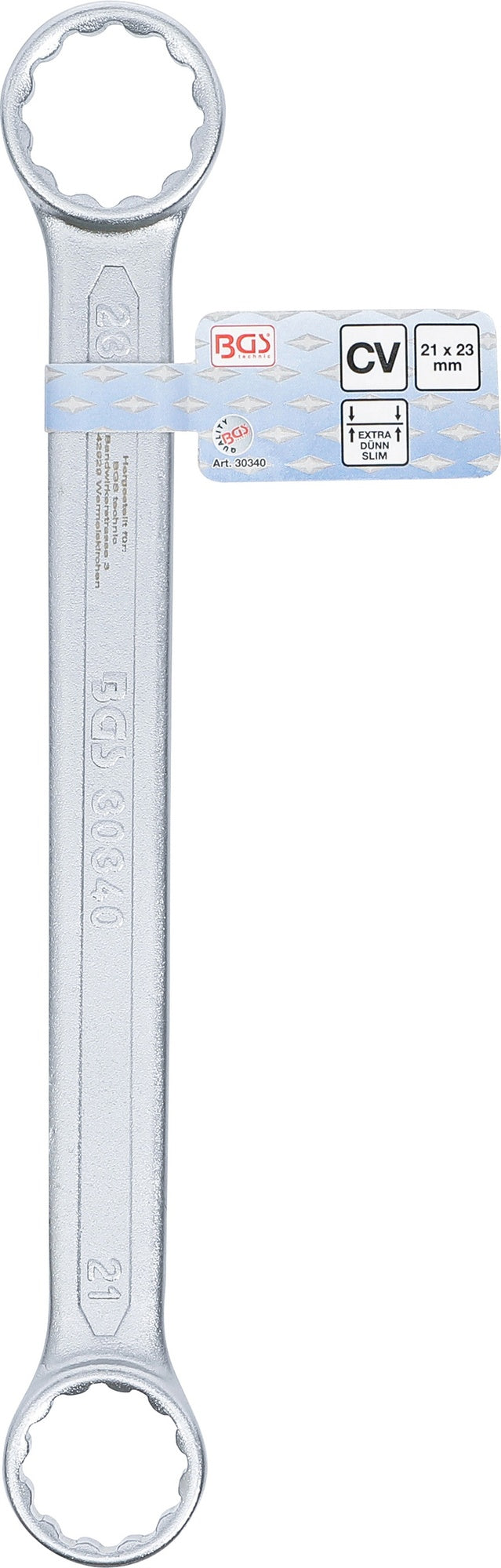 BGS 30340 Doppelringschlüssel extra flach SW 21 x 23mm metrisch kalt geschmiedet