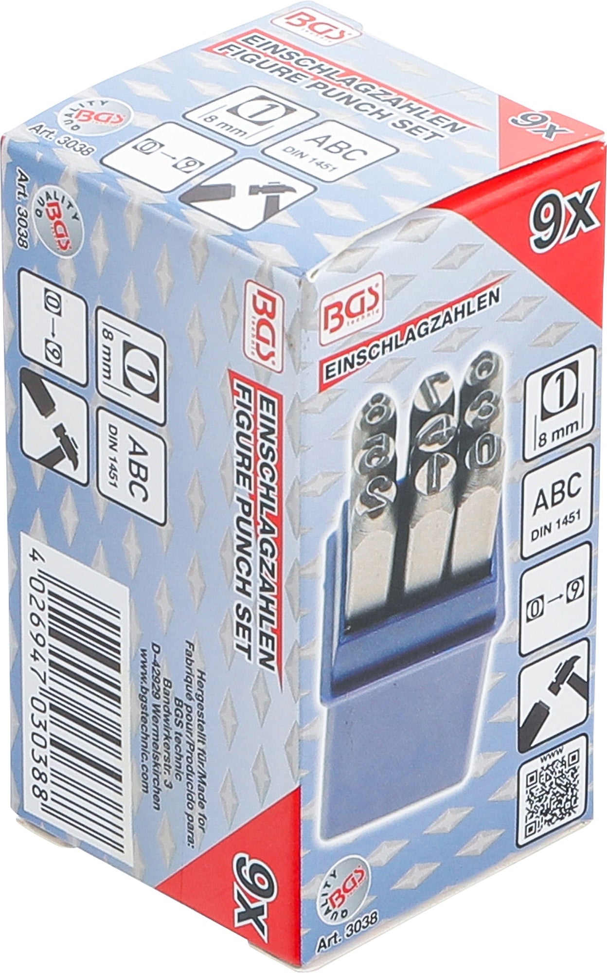 BGS 3038 Einschlagzahlen Höhe 8mm im Kästchen aus Kunststoff