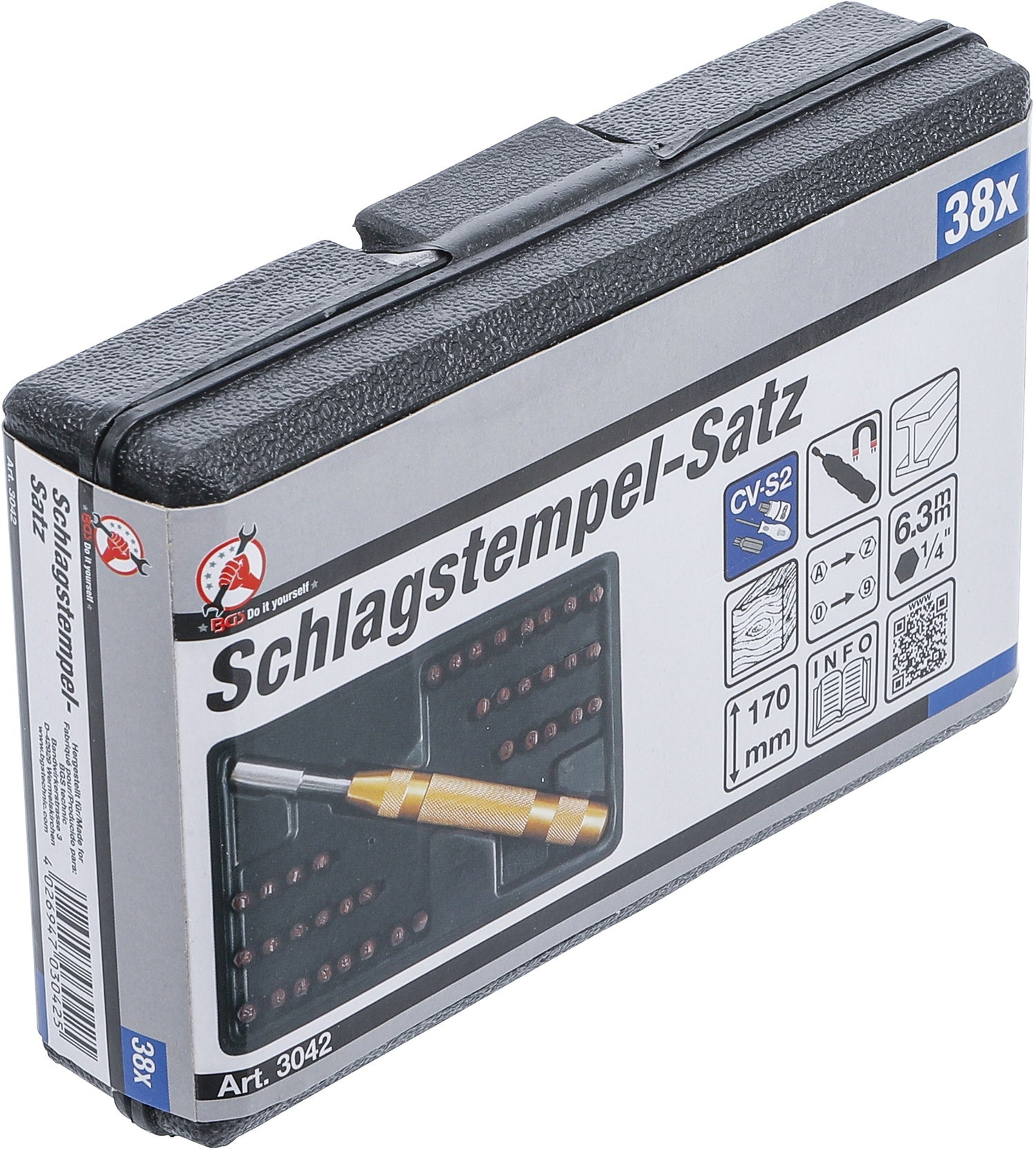 BGS DIY 3042 Satz Schlagstempel 36-in-1 A-Z & 0-9 + & Höhe 4mm