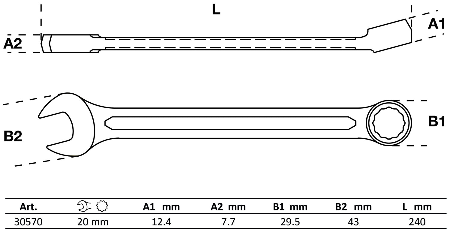 BGS 30570 Ringmaulschlüssel SW 20mm metrisch kalt geschmiedet