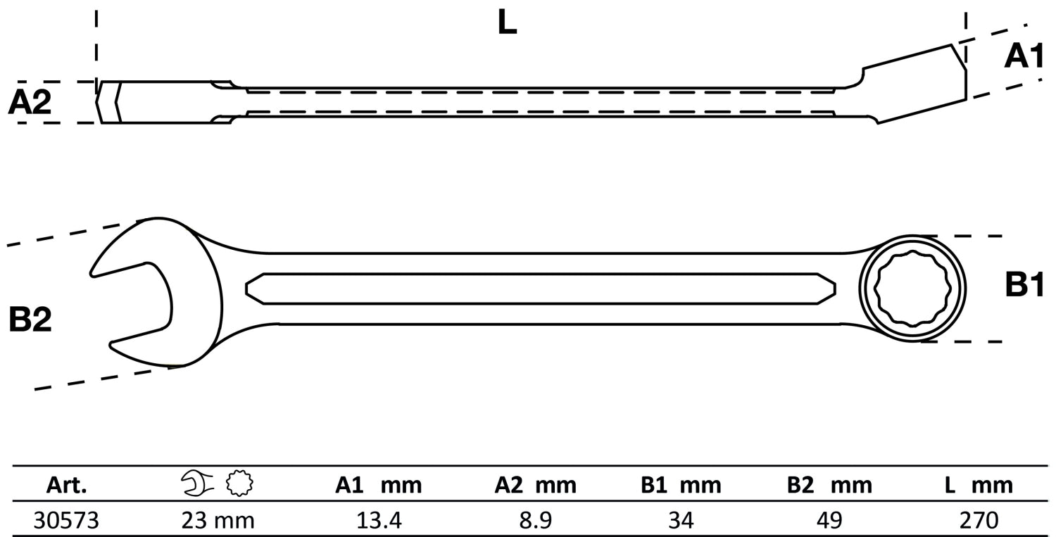 BGS 30573 Ringmaulschlüssel SW 23mm metrisch kalt geschmiedet
