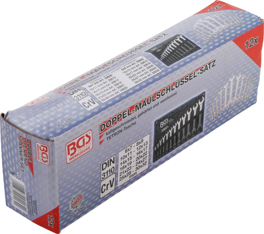 BGS 30601 Satz Doppelmaulschlüssel SW 6 - 32mm metrisch kalt geschmiedet 12 teilig