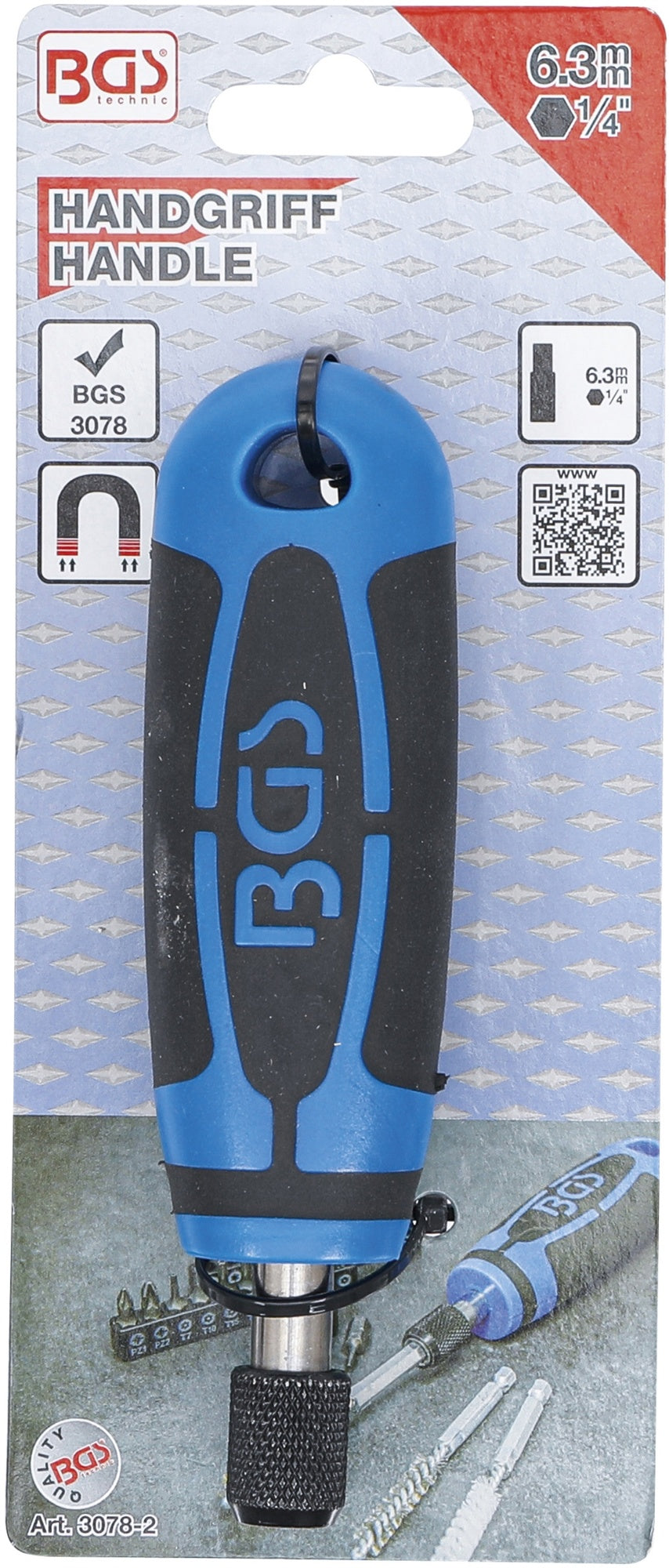 BGS 3078-2 Handgriff für Bits Bürsten Abtrieb Innensechskant 6,3mm (1/4")