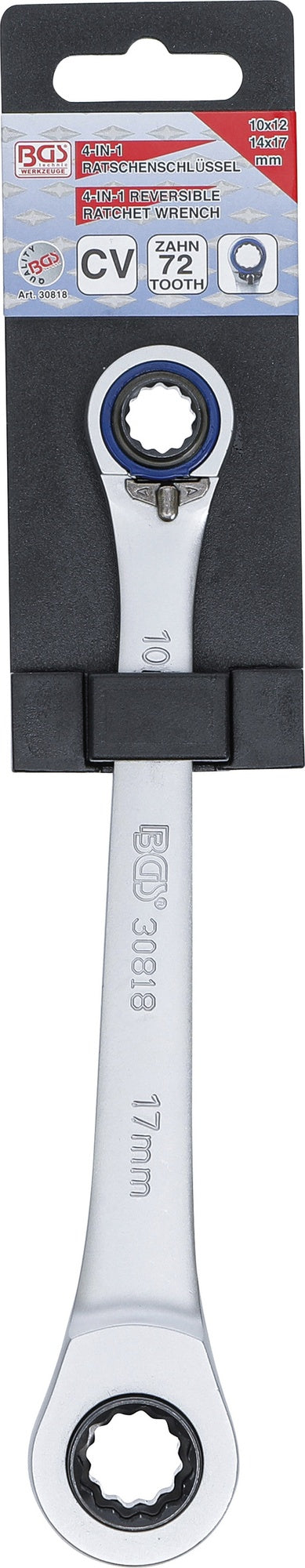 BGS 30818 Ratschenringschlüssel "4 in 1" SW 10 x 12mm & 14 x 17mm