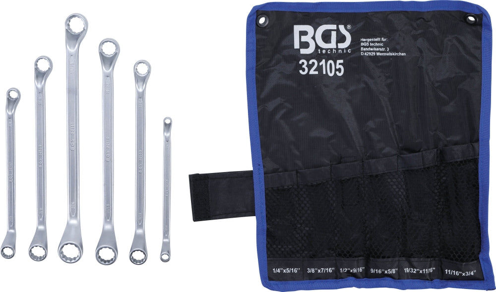 BGS 32105 ZOLL Satz Doppelringschlüssel gekröpft 1/4" - 3/4" 6 teilig kalt geschmiedet