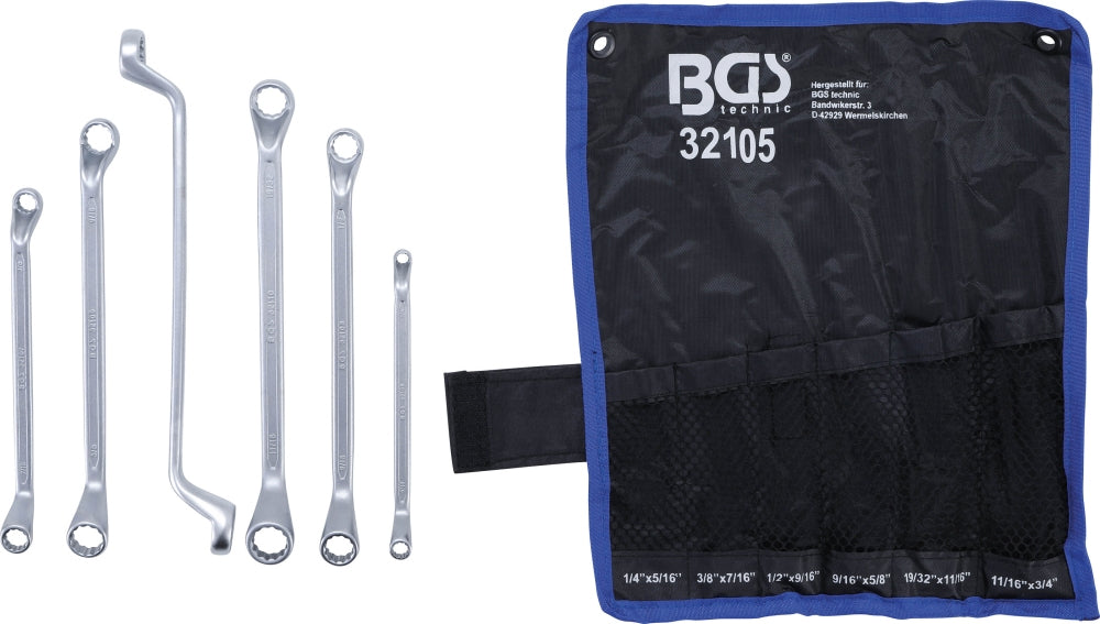 BGS 32105 ZOLL Satz Doppelringschlüssel gekröpft 1/4" - 3/4" 6 teilig kalt geschmiedet