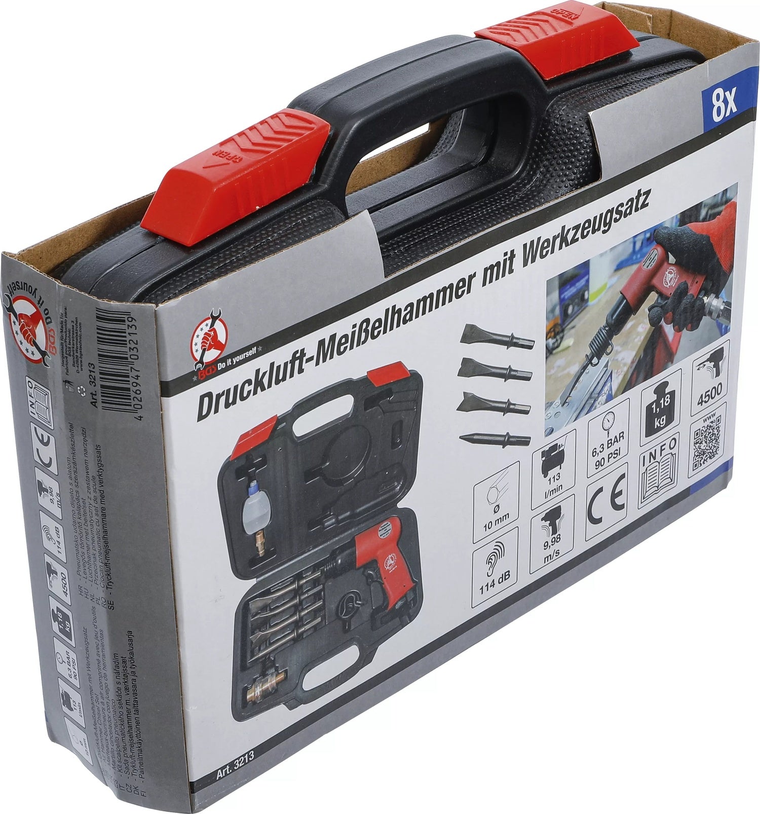 BGS DIY 3213 Satz Druckluft Meißelhammer mit Werkzeug 8 teilig