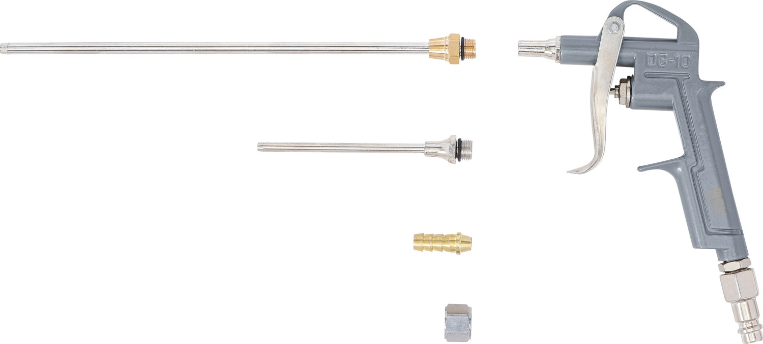 BGS 3215 Druckluft Ausblaspistole mit 3 Düsen, Verlängerung & Anschluss Schnellkupplung