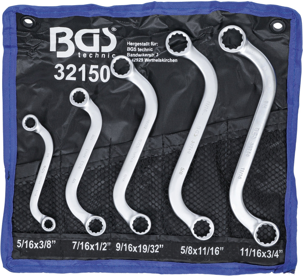 BGS 32150 Satz ZOLL Ringschlüssel S-Form Größen 3/8" - 3/4" 5 teiliger Satz mit Tasche