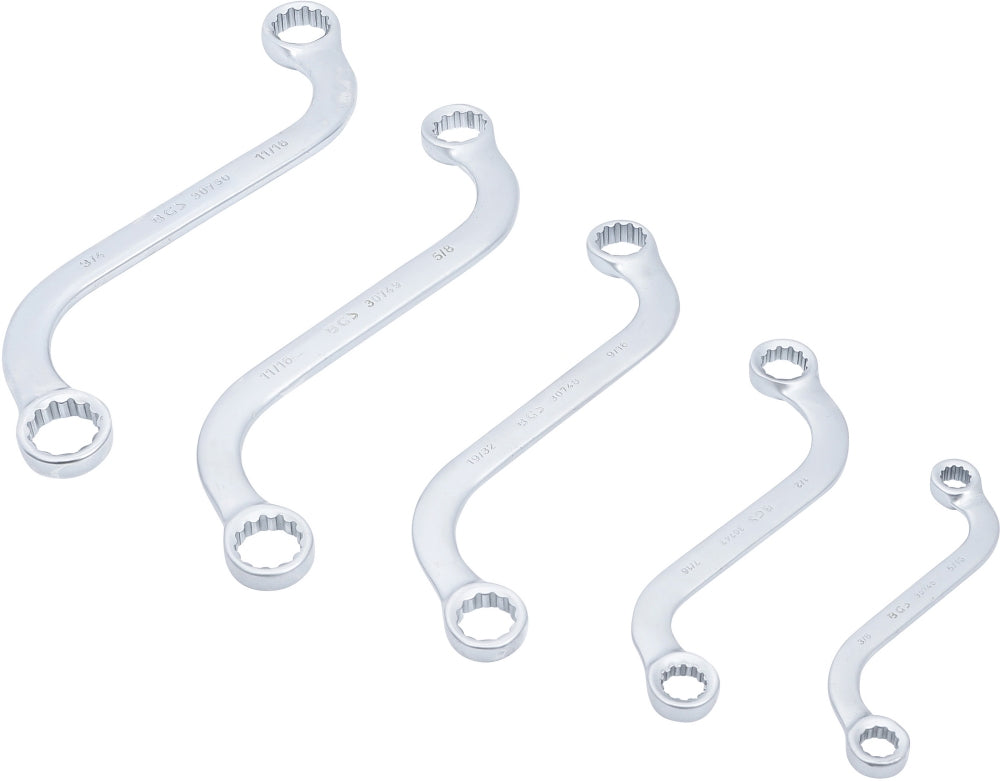 BGS 32150 Satz ZOLL Ringschlüssel S-Form Größen 3/8" - 3/4" 5 teiliger Satz mit Tasche