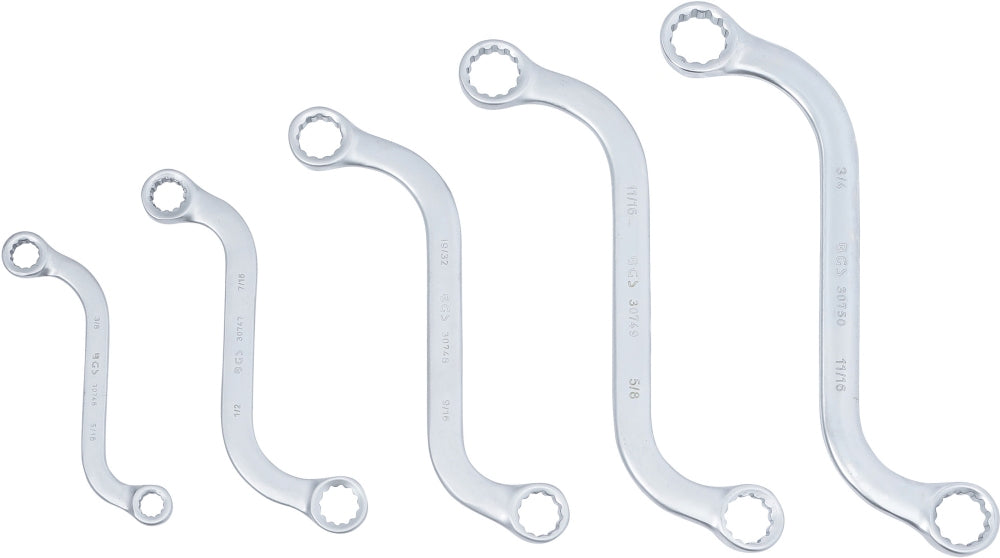 BGS 32150 Satz ZOLL Ringschlüssel S-Form Größen 3/8" - 3/4" 5 teiliger Satz mit Tasche