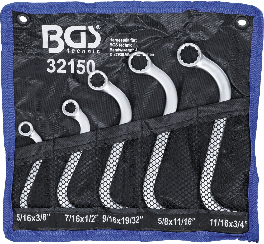 BGS 32150 Satz ZOLL Ringschlüssel S-Form Größen 3/8" - 3/4" 5 teiliger Satz mit Tasche