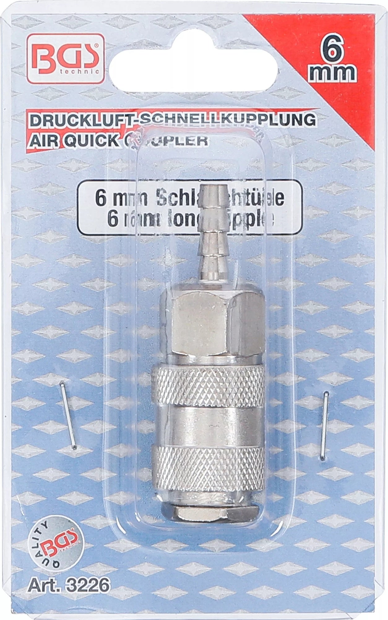 BGS 3226 Druckluft Schnellkupplung für Druckluftschlauch Ø6mm