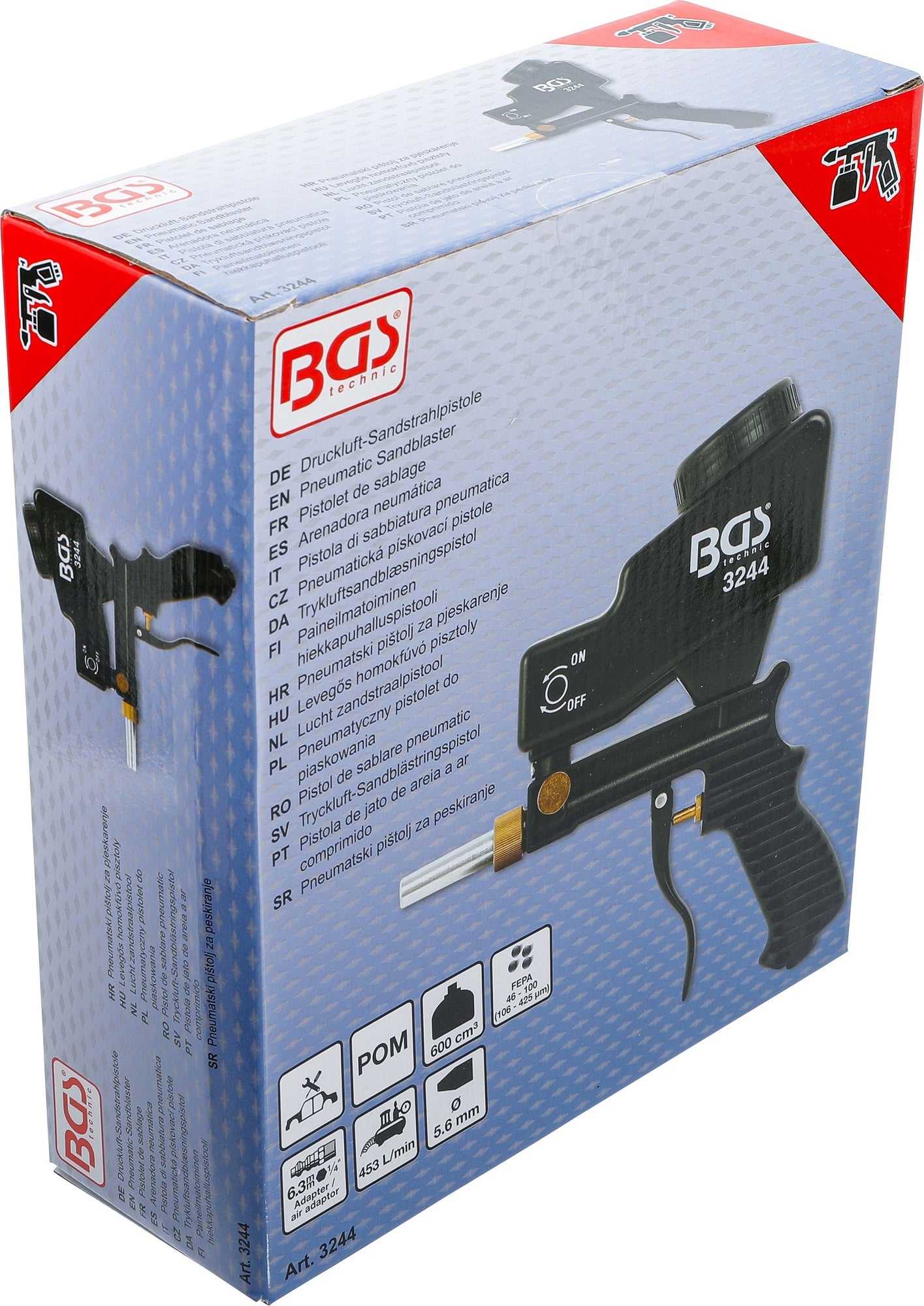 BGS 3244 Druckluft Sandstrahlpistole Sandstrahlgerät mit Vorratsbehälter 600cm³