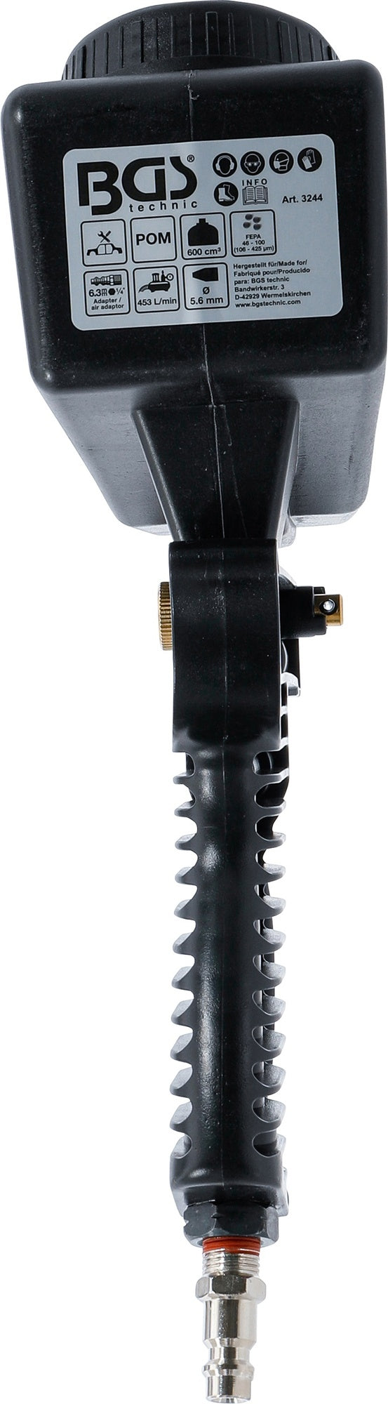 BGS 3244 Druckluft Sandstrahlpistole Sandstrahlgerät mit Vorratsbehälter 600cm³