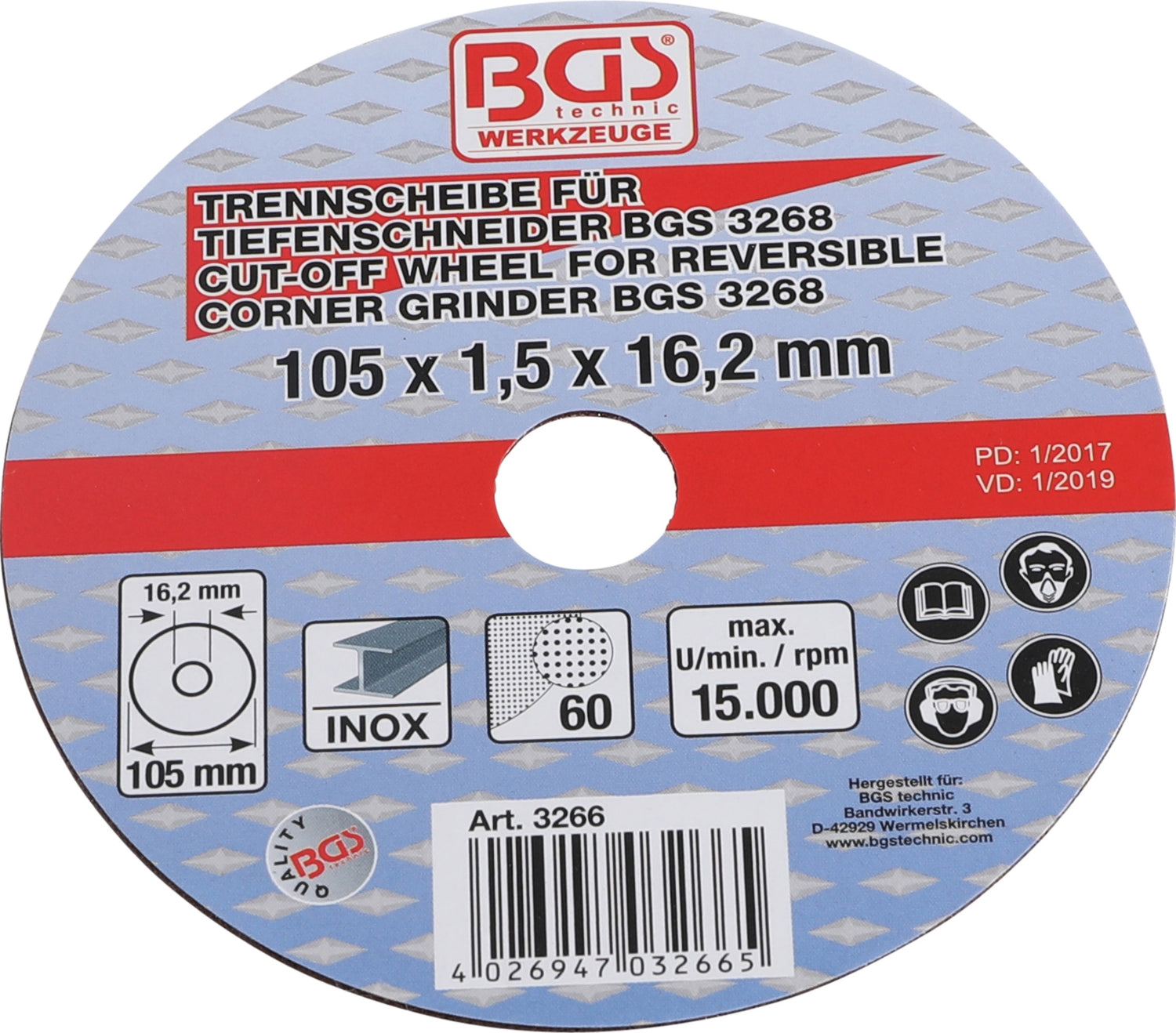BGS 3266 Trennscheibe Ø 105 x 1,5 x 16,2mm