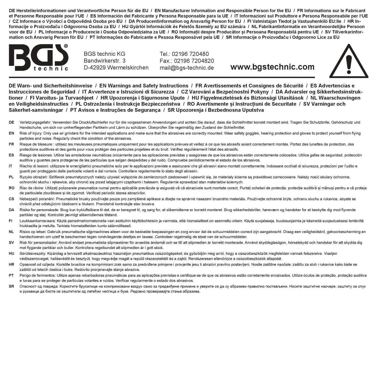 BGS 3269 Druckluft Stabschleifer 90° abgewinkelt Länge 155mm