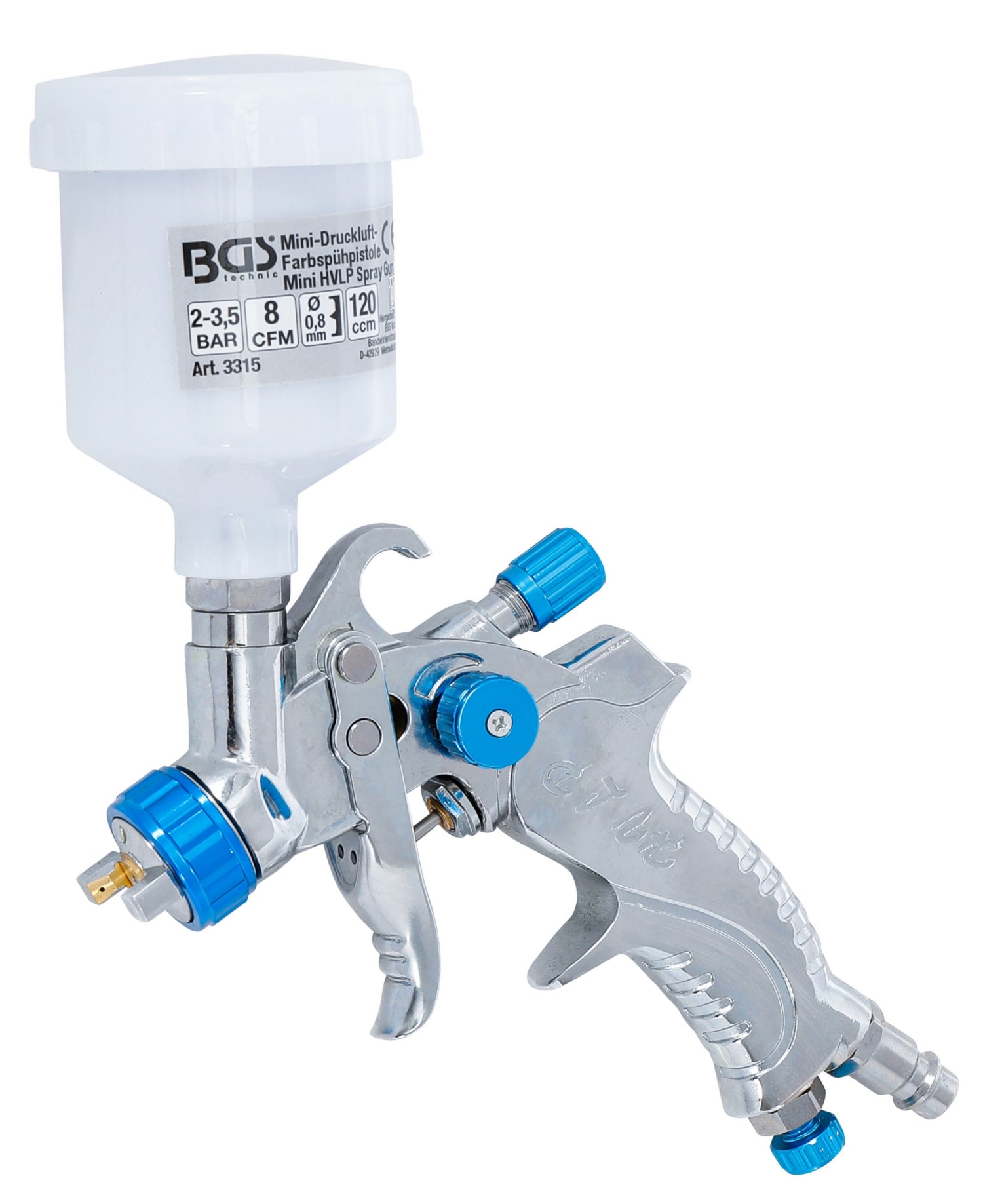 BGS 3315 Mini Druckluft Farbsprühpistole Lackbehälter 120cm³