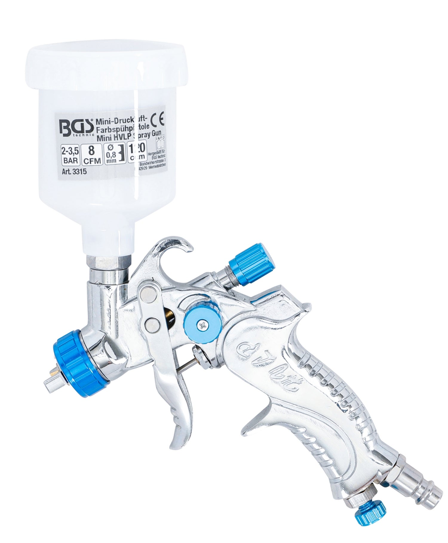 BGS 3315 Mini Druckluft Farbsprühpistole Lackbehälter 120cm³