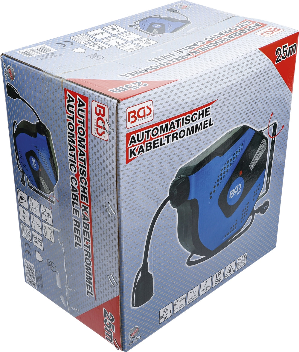 BGS 3324 Automatische Kabeltrommel 20m 3 x 1,5mm² IP 34 3000W