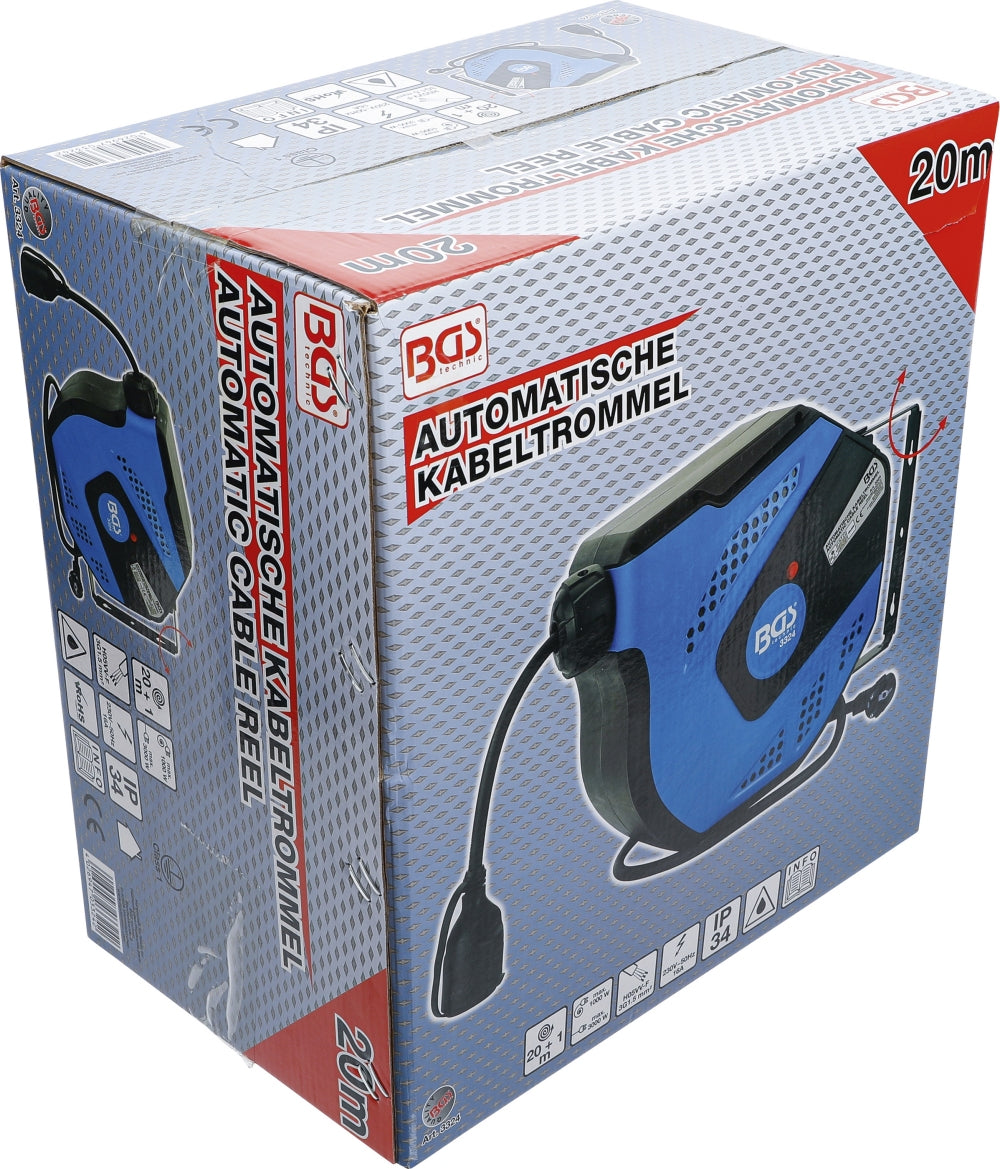 BGS 3325 Automatische Kabeltrommel 25m 3 x 1,5mm² IP 34 3000W
