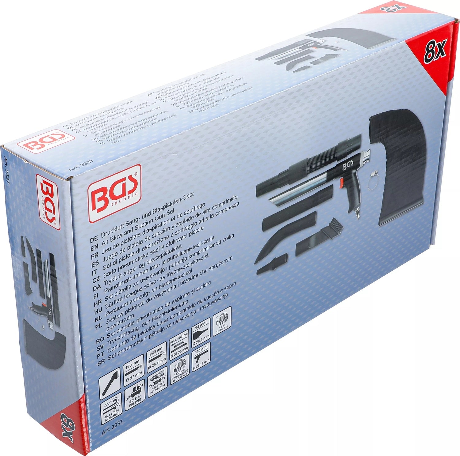 BGS 3337 Druckluft Saugpistole Blaspistole umschaltbar 8 teilig