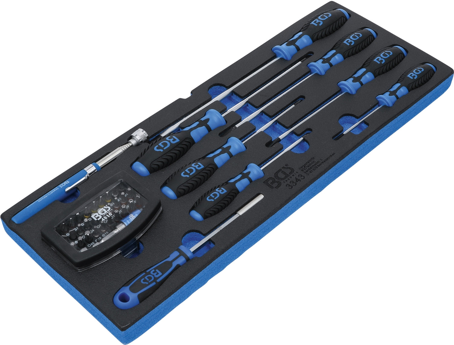 BGS 3343 Werkzeugeinlage Schaumeinlage Schraubendreher Bitsatz Magnetheber für BGS 3312 & 3318 41 teilig