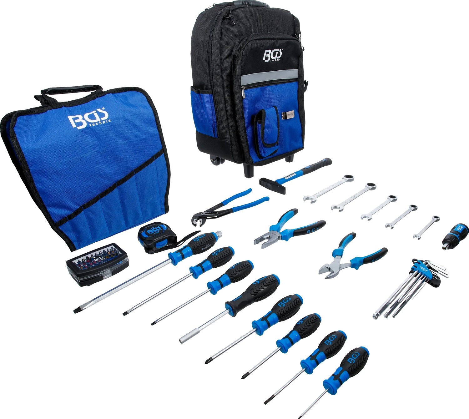 BGS 3347 Werkzeugrucksack mit Teleskopgriff fahrbar 66 teilig Werkzeug Sortiment