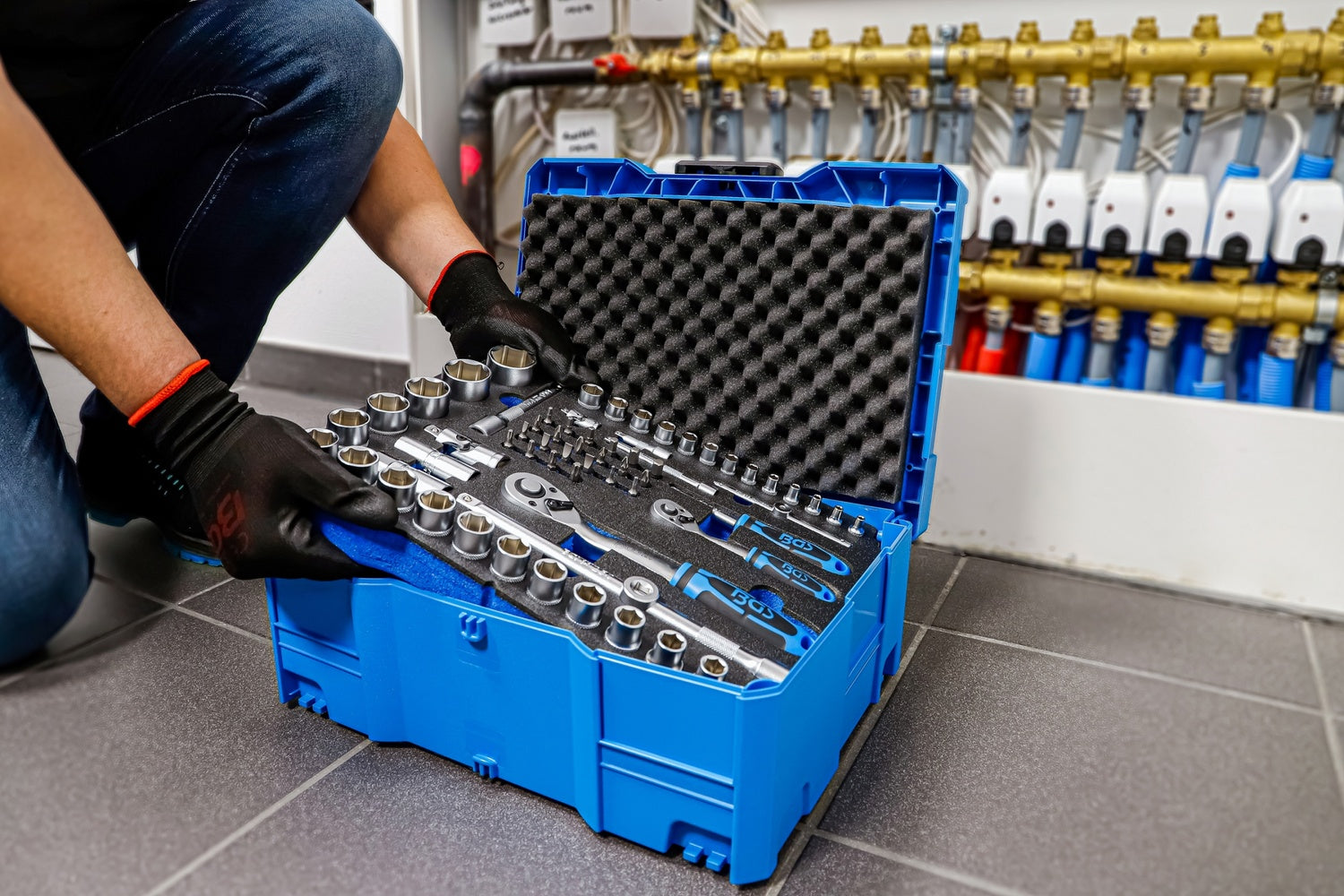 BGS 3357 Satz Steckschlüssel Hammer Zangen Schraubendreher 6,3mm (1/4") 12,5mm (1/2") BGS systainer®