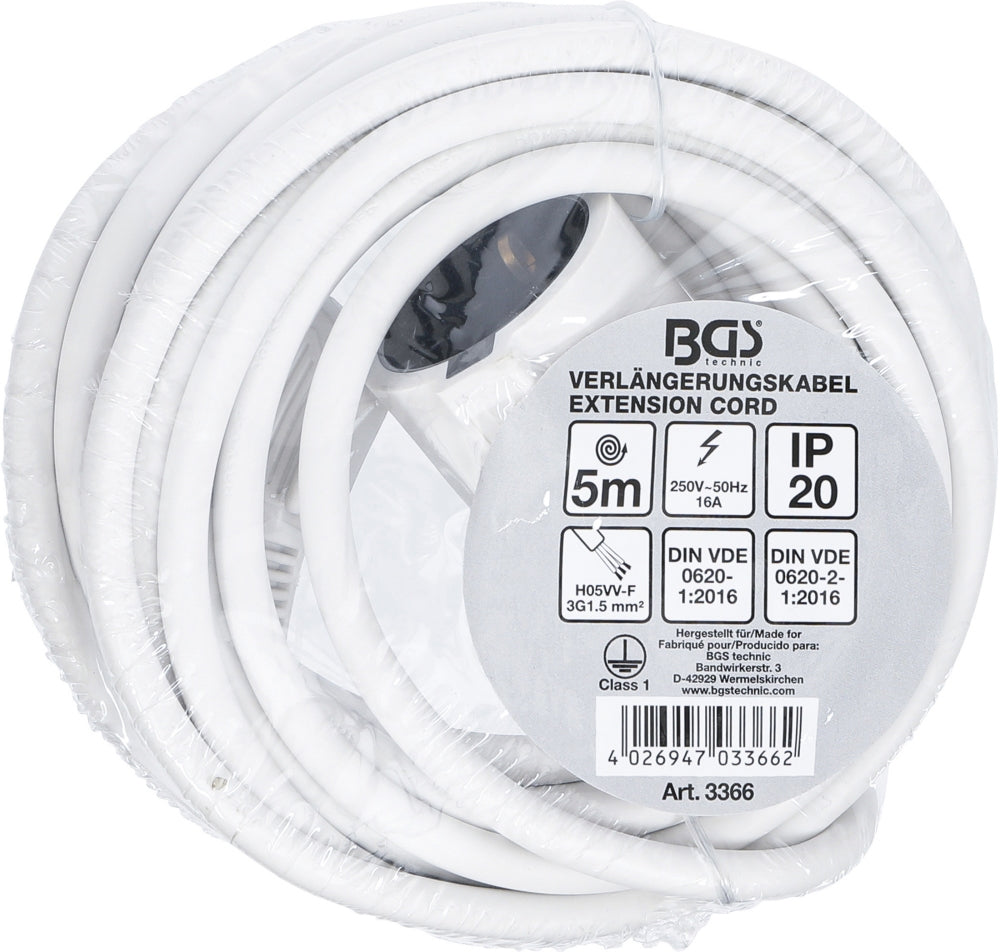 BGS 3366 Kabel Verlängerungskabel 5m Länge 3 x 1,5mm² IP 20
