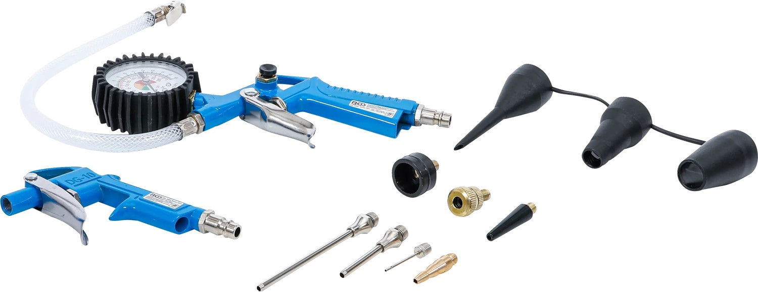 BGS 3369 Druckluft Ausblaspistole und Reifenfüllpistolen-Satz Manomometer 10 teilig