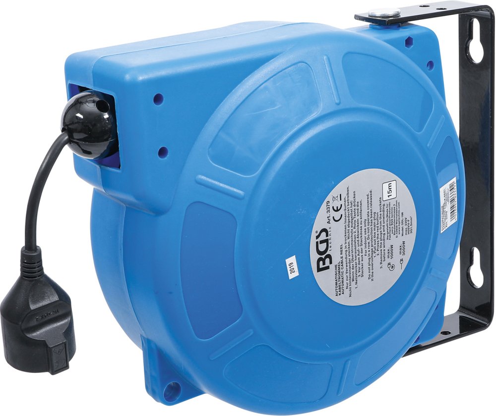 BGS 3379 Automatische Kabeltrommel 15m 3 x 1,5mm² IP 34 3000W
