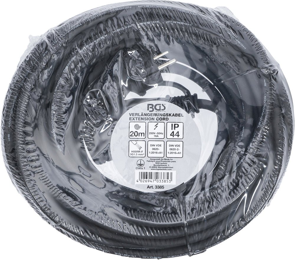 BGS 3385 Kabel Verlängerungskabel 20m Länge 3 x 1,5mm² IP 44