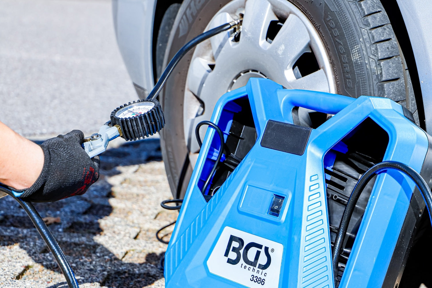 BGS 3386 Mobiler Druckluft Kompressor Druckluftpistole Manometer